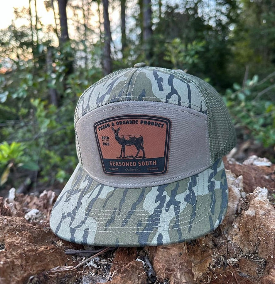 Seasoned South 7 panel “Organic Deer” patch hat